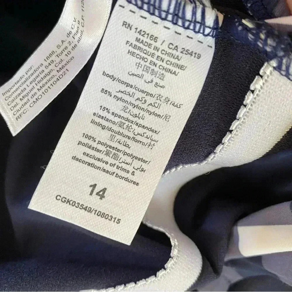 Habitual Kids Gingham Puff Sleeve One Piece Swimsuit Blue Size 14 - Picture 4 of 5